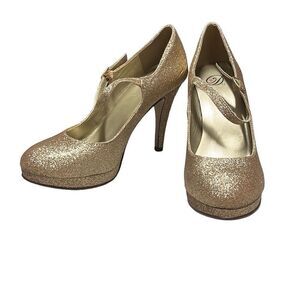 Gold Glitter Mary Jane High Heels